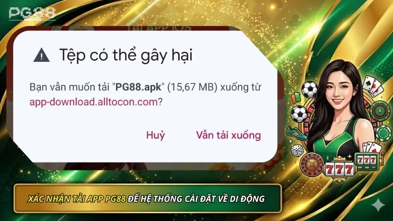Xác nhận Tải app PG88 để ứng dụng cài đặt về di động